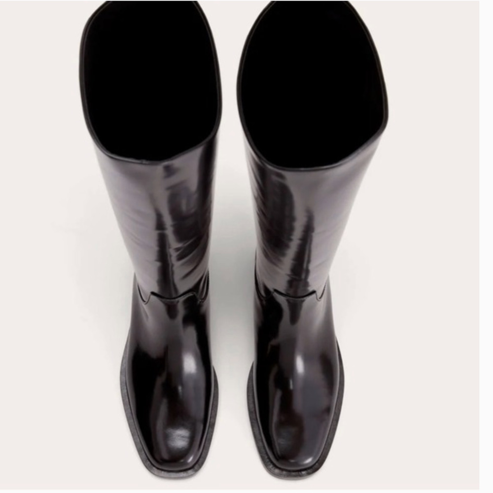 Everlane Riding Boots 7 Black NWT Leather Tall Knee High Equestrian Academia - Picture 5 of 8